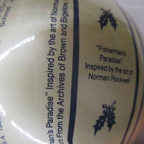 Norman Rockwell 1991 Fisherman's Paradise Glass Ball Ornament Ltd Ed Schmid - Picture 7 of 12